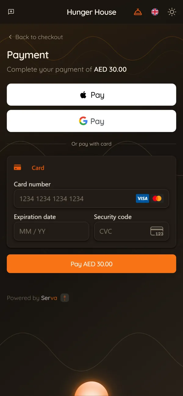الدفع عبر Apple Pay أو Google Pay أو البطاقة